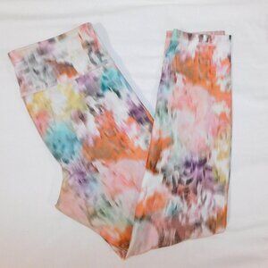 Gap Fit Blur Floral Pink Orange Yellow Cropped Workout Athletic Legging Womens S